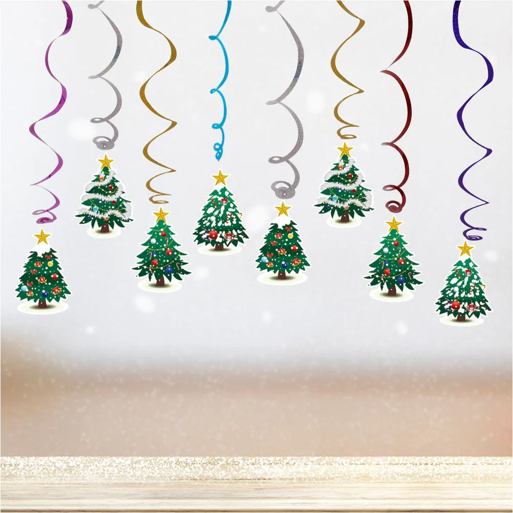 

Christmas Tree Pendant Swirl Hanging Colorful Spiral Streamers Ceiling Christmas Party Decoration Photo Props Swirl Decorations