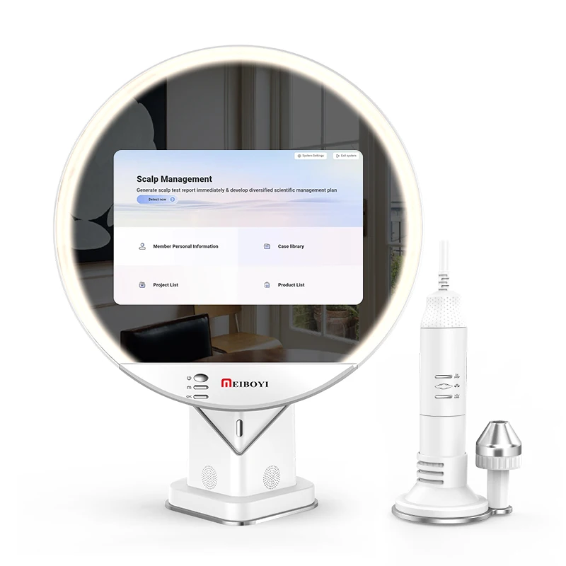 Meiboyi 2025 Analizzatore integrato del cuoio capelluto con schermo a specchio AI di alta qualità può reportare la macchina per l'analisi dei follicoli piliferi portatile HD