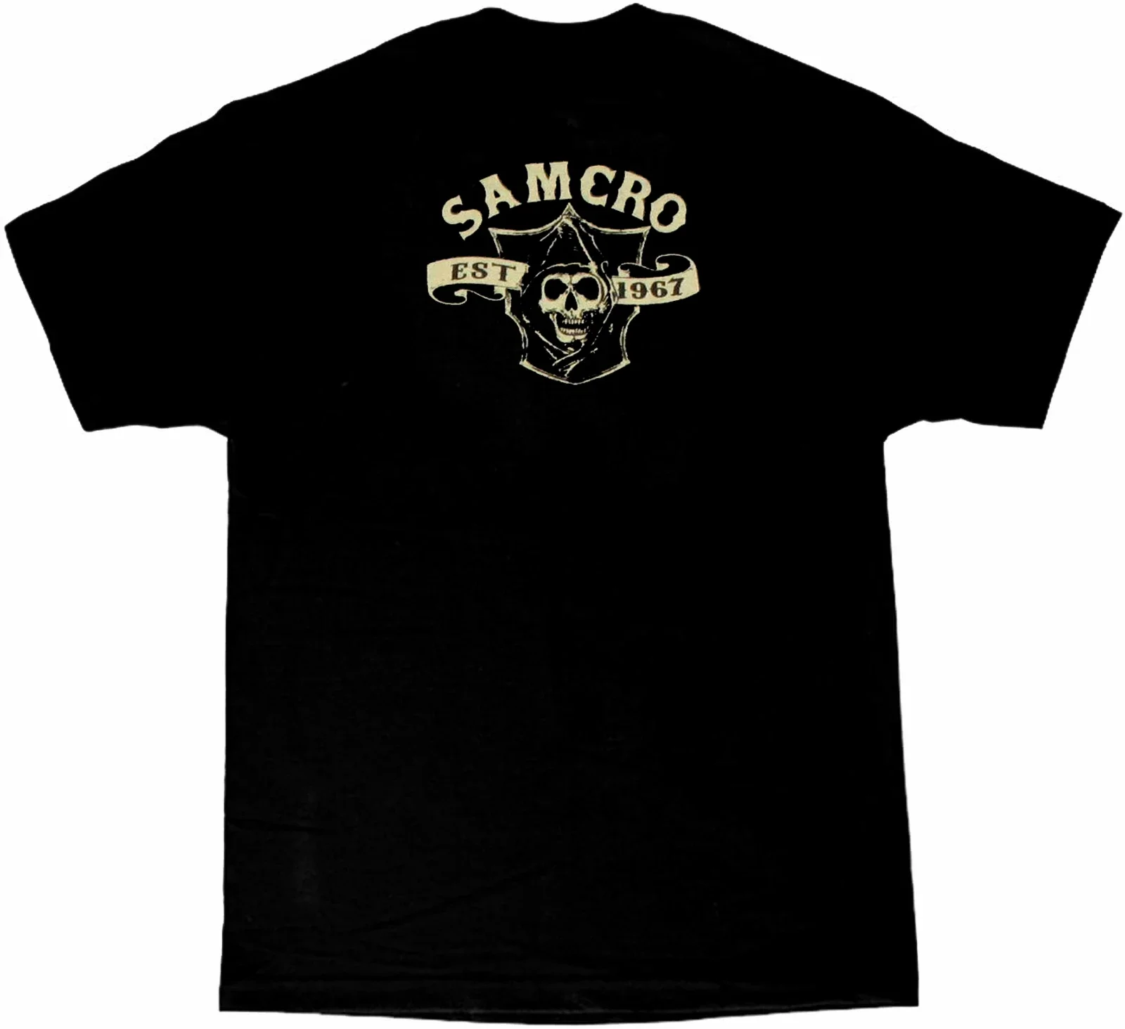 Vintage SOA Grim Reaper Symbol SAMCRO Motorcyclist T-Shirt 100% Cotton O-Neck Summer Short Sleeve Casual Mens T-shirt Size S-3XL