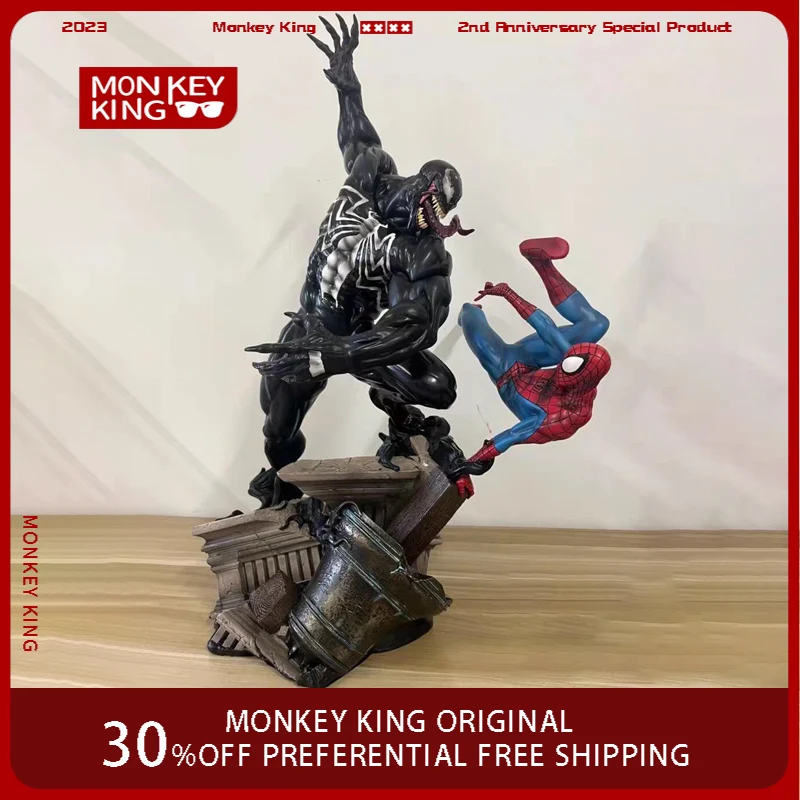 Figurka Avengers Spider-Man Venom 58 cm, scena pojedynku, kolekcja anime, model żywiczny, ozdoby na biurko, zabawki dla dzieci, prezenty