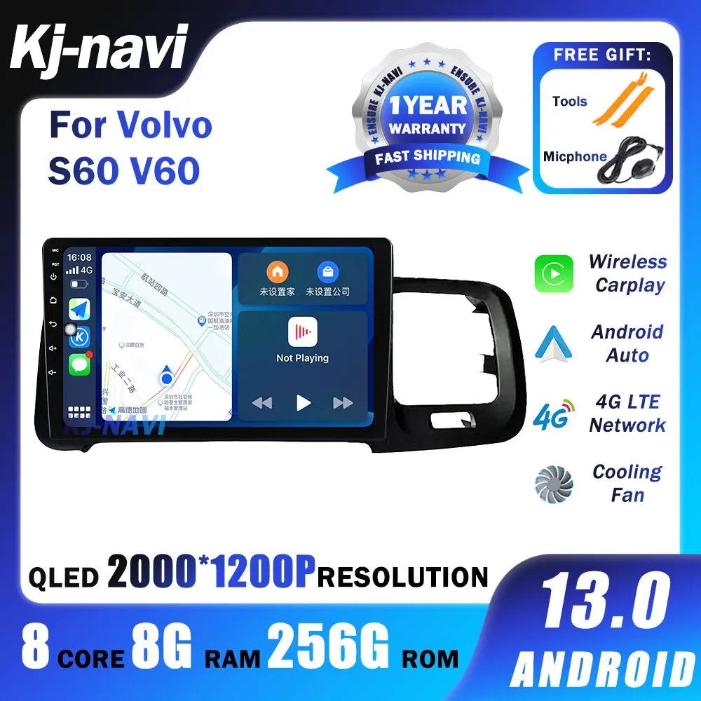 

Автомобильный радиоприемник Android 13 для Volvo S60 V60 2011 - 2020 мультимедиа 9 "навигация GPS 4G Видео Стерео Carplay монитор Авторадио плеер