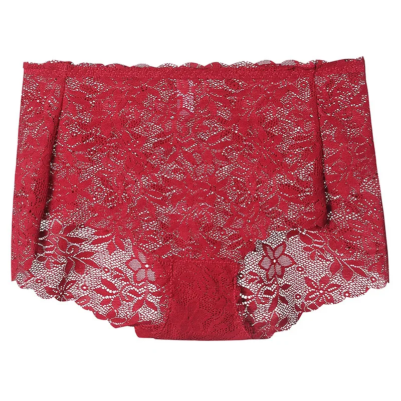 Women Soft Thin Transparent High Waist Breathable Elasticity Sexy Lace Underwear Luxury Style Female Jacquard Panties Breifs