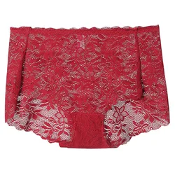 Women Soft Thin Transparent High Waist Breathable Elasticity Sexy Lace Underwear Luxury Style Female Jacquard Panties Breifs