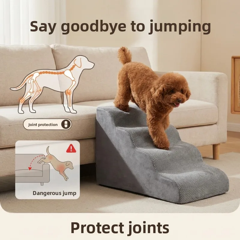 Pet Climbing Stairs, Removable Foam Sponge Ramp, Non Slip Washable Dog Steps, Soft Joint Cushion Bed Riser for Dogs