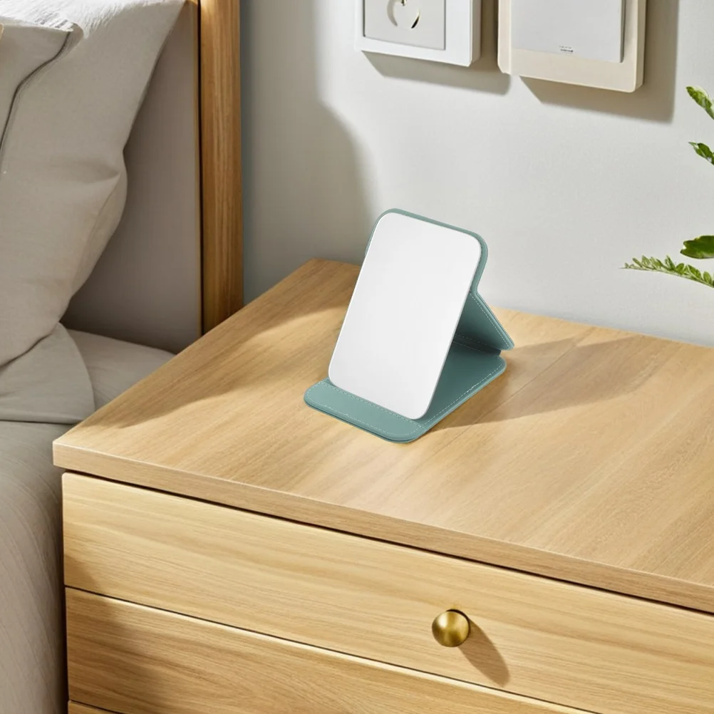 2 Stück tragbarer, zusammenklappbarer Make-up-Spiegel, kompakt, leicht, faltbar, Ständer, Reise-Kosmetikspiegel für Schreibtisch, Wohnheim, Schlafzimmer, Badezimmer