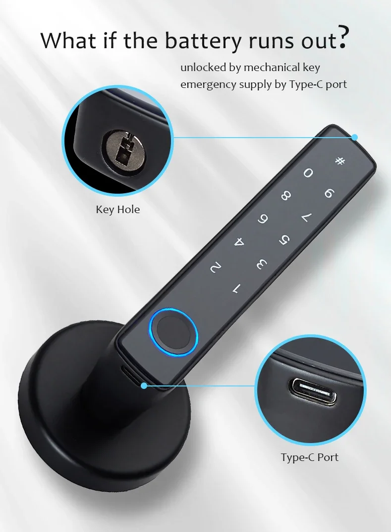 Tuya Slimme Vingerafdruk Deurvergrendelknop Bluetooth Draadloze Digitale Deurvergrendeling Keyless Entry Deurslot Home Security Afstandsbediening