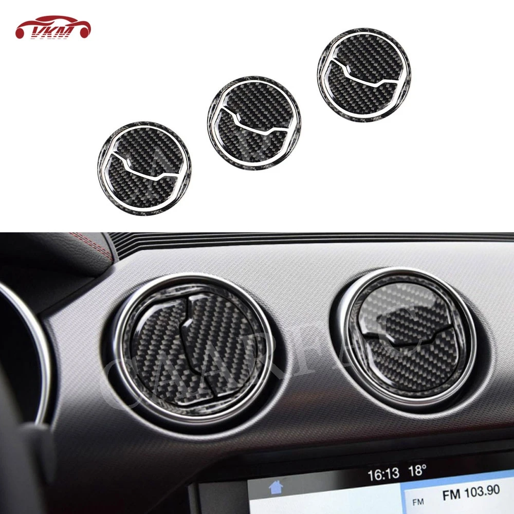 

Car Dashboard Central Air Outlet Trim Cover Carbon Fiber Vent Decoration Frame Stickers For Ford Mustang 2015 -2019