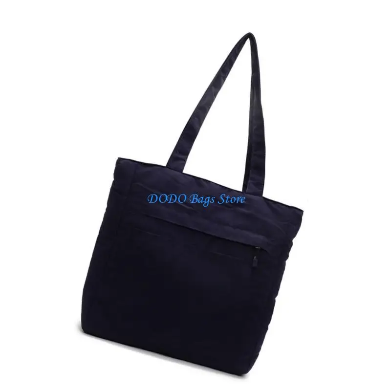 

E8FB Lightweight Nylon Shoulder Bag Casual Top Handle Handbag For Books And Laptops