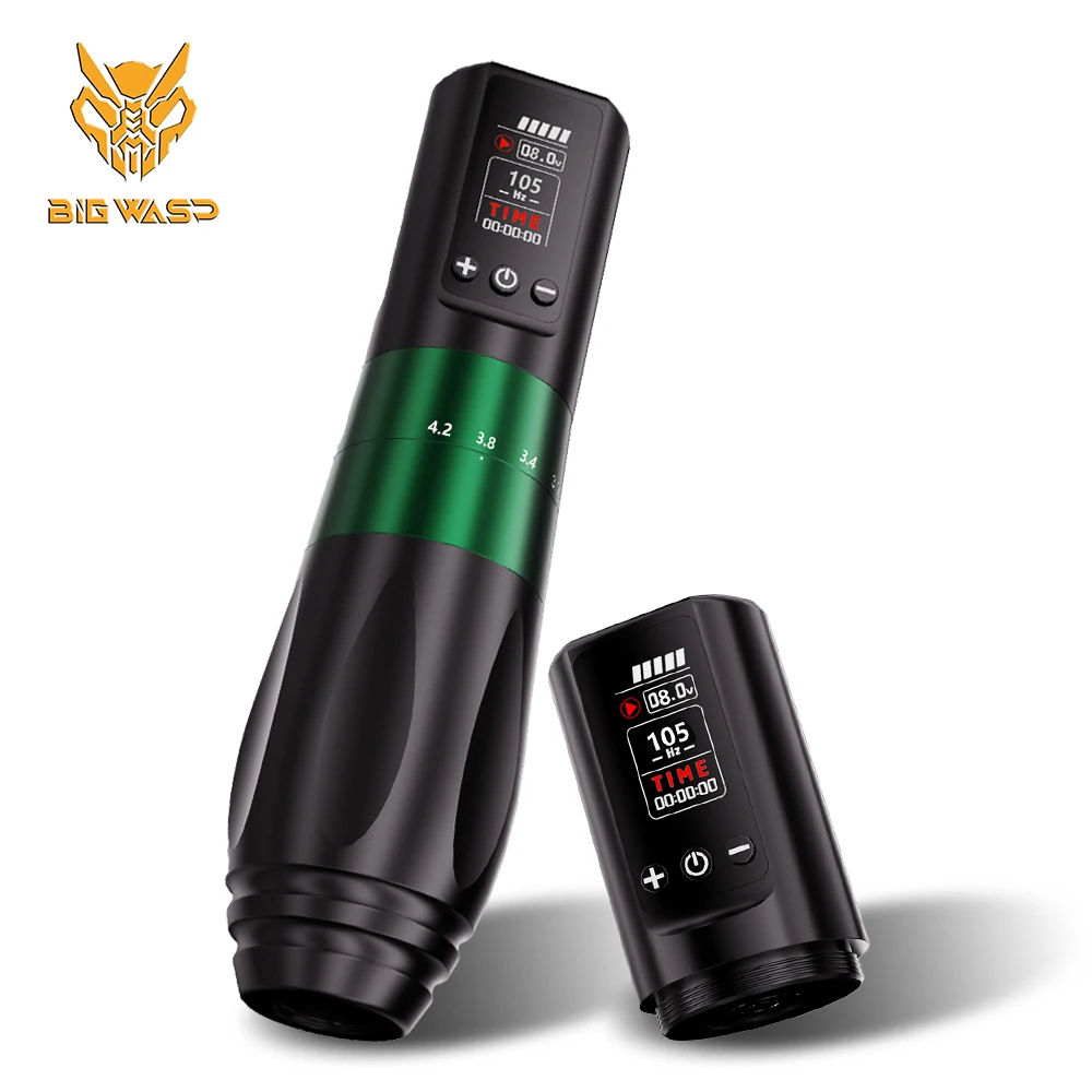 

BIGWASP Wireless Tattoo Machine Gun Two Battery Pen OLED Display 1800mAh Battery Adjustable Stroke 2.0-4.2mm For Tattoo Artist