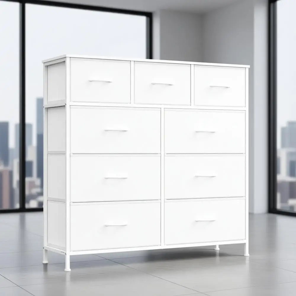 

Non-Woven Fabric Drawers, Bedroom Chest Organizer, Steel Frame, Cloud White S324W01S