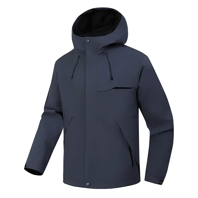 

Casual Waterproof Windproof Detachable Hooded Jacket Thin Sporty Travel Wear for Men Spring Autumn Seasonal Outerwear