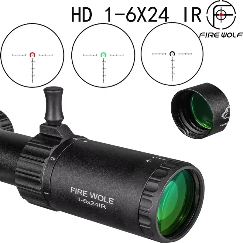 HD 1-6X24 IR FIRE WOLF Compact Tactical Telescope, with glass-etched crosshairs and wide-angle view