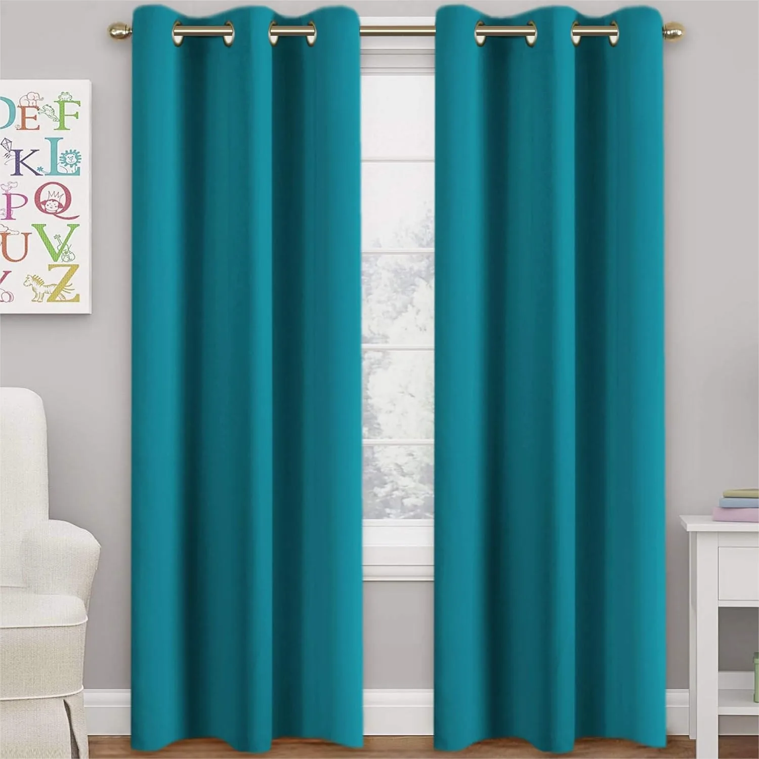 

Teal Blackout Curtains Thermal Insulated Grommet Drapes for Bedroom, 2 Panels 42x84
