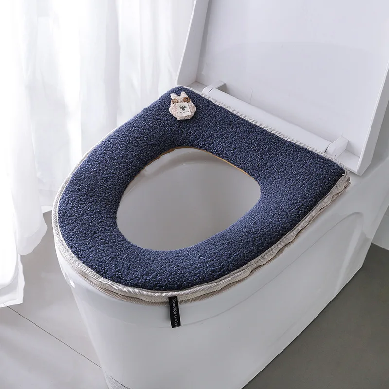 Toilet Seat Cushion Cute Teddy Velvet Toilet Cushion Zipper Models Toilet Seat Toilet Cover Toilet Cover Gasket #2597