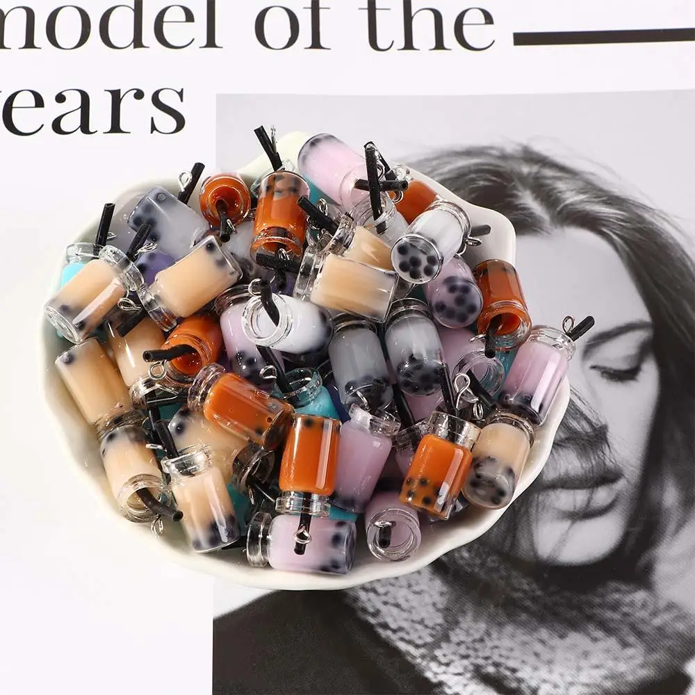 28 * 10 mm handgemaakte 10 stuks hars parel melk thee ketting accessoires fles oorbellen bedels DIY maken sieraden maken hanger