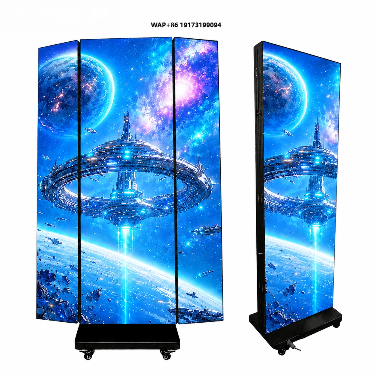 3 Folding LED Poster Display New Style P2.5 Poster LED Display Moving Led Screen With Wheel