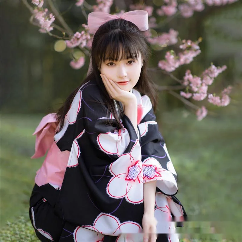 

New Cherry Blossom Season Super Cute Kimono Bathrobe Japanese Formal Kimono Girl Waka Style Improved Kimono