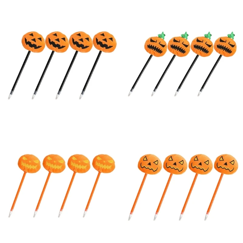 4Pcs Novelty Gel Pen Halloween Pumpkins Gel Pen for Kid Student Adult Writing Noting Journaling School Stationery Supply