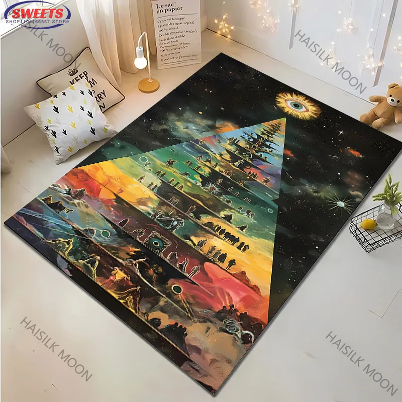 

New To Starry Sky Eye Pyramid Carpet Rug for Bedroom Living Room Sofa Decor,Children's Play Non-slip Mat Next Day Shipping Gift
