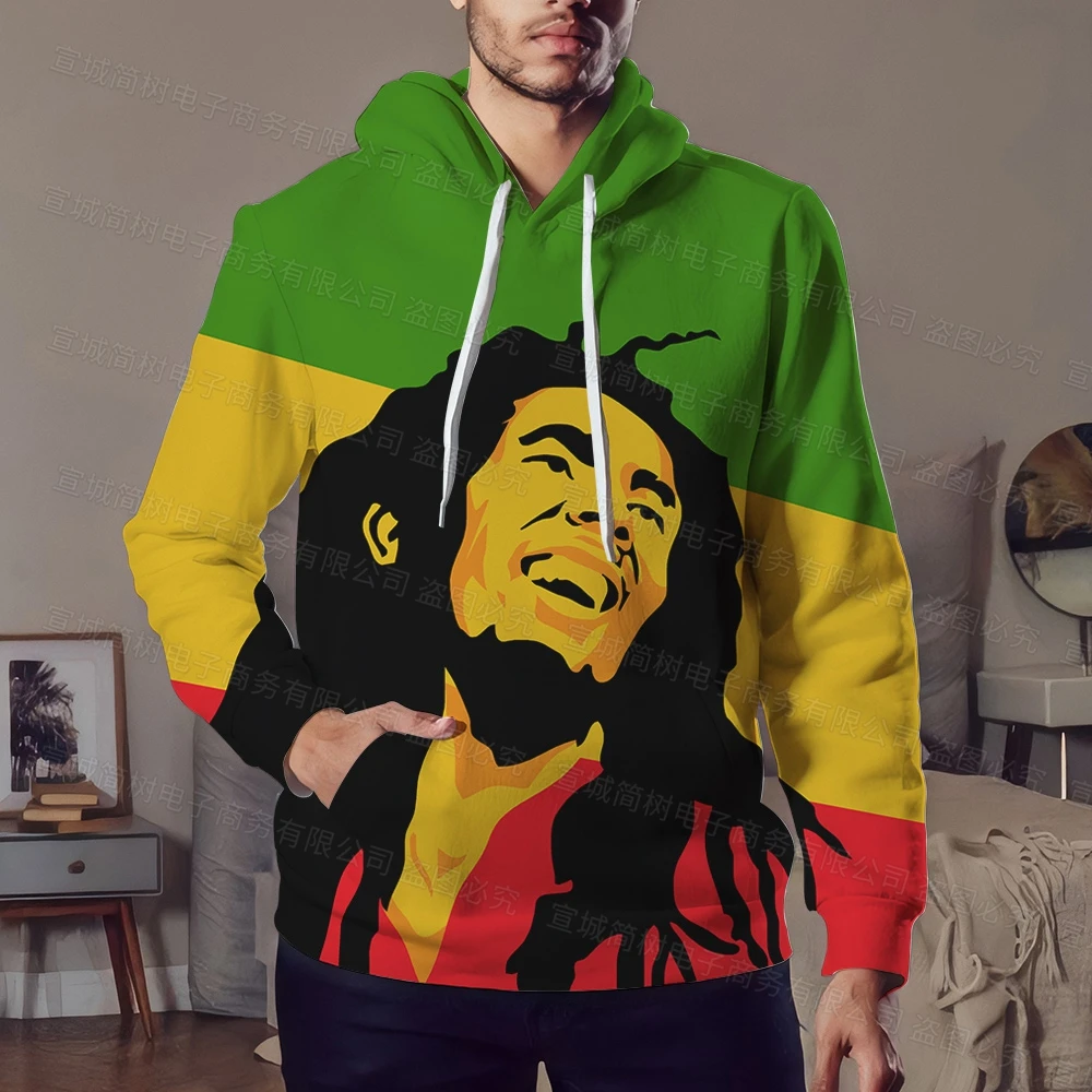 Hot Sale Autumn Winter Hoodie Bob Marley Jacket Colorful Jersey Fashion Clothing Harajuku 3d Printing Men\'s Oversized Jackets