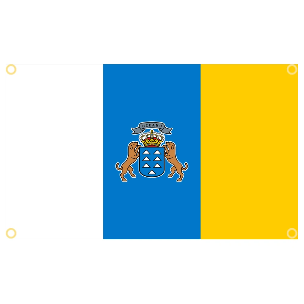 60×90 90x150 120×180CM Canary Islands Flag Polyester Printed Banner Autonomous communities of Spain Tapestry For Decor