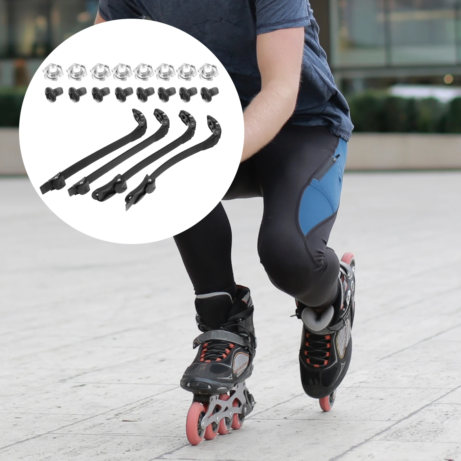 

4pcs Roller Skates Strap Adjustable Buckle Screws Durable PVC Material Skate Shoes Accessory Inline Replacement