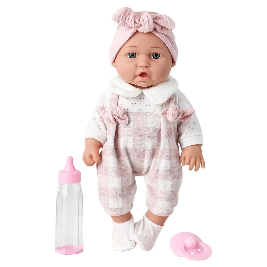 12 pouces Reborn bébé poupées avec chiffons roses sucette biberon réaliste nouveau-né poupée vinyle Bebe poupée enfant en bas âge jouet pour enfants