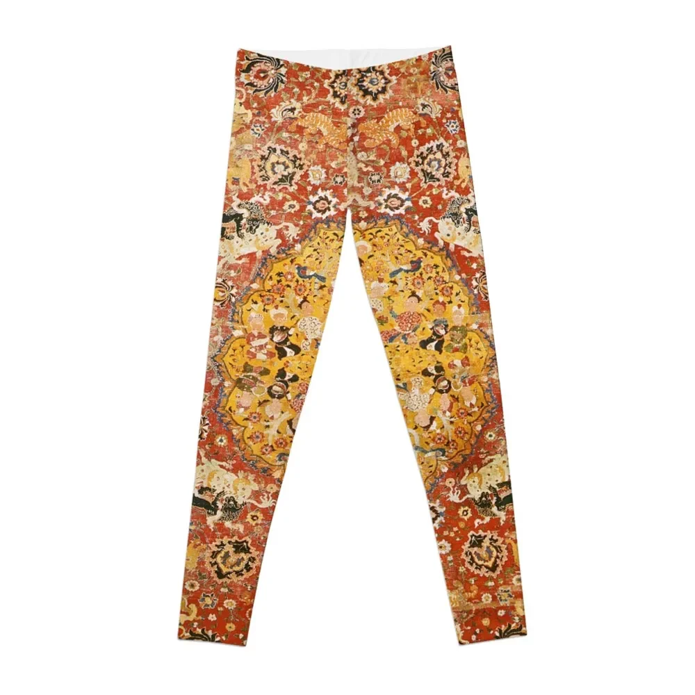 

Safavid Persian 16th Century Animal Rug Print Leggings gym pants sport pants Womens Leggings