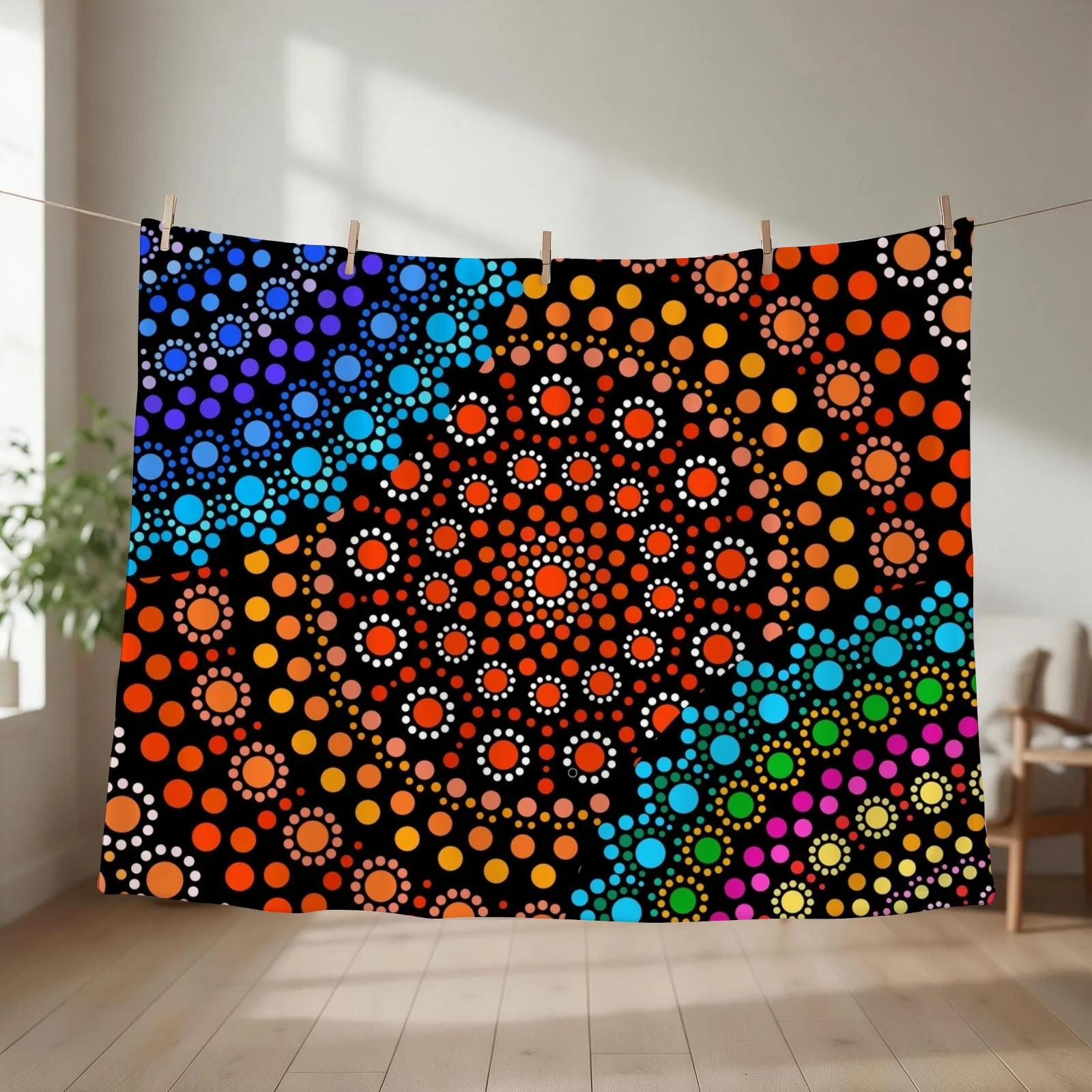 Aboriginal Art Aborigine Australian Indigenous aboriginal Flag autochthon Bigambul Points Circle Day Gift For Moth Throw Blanket