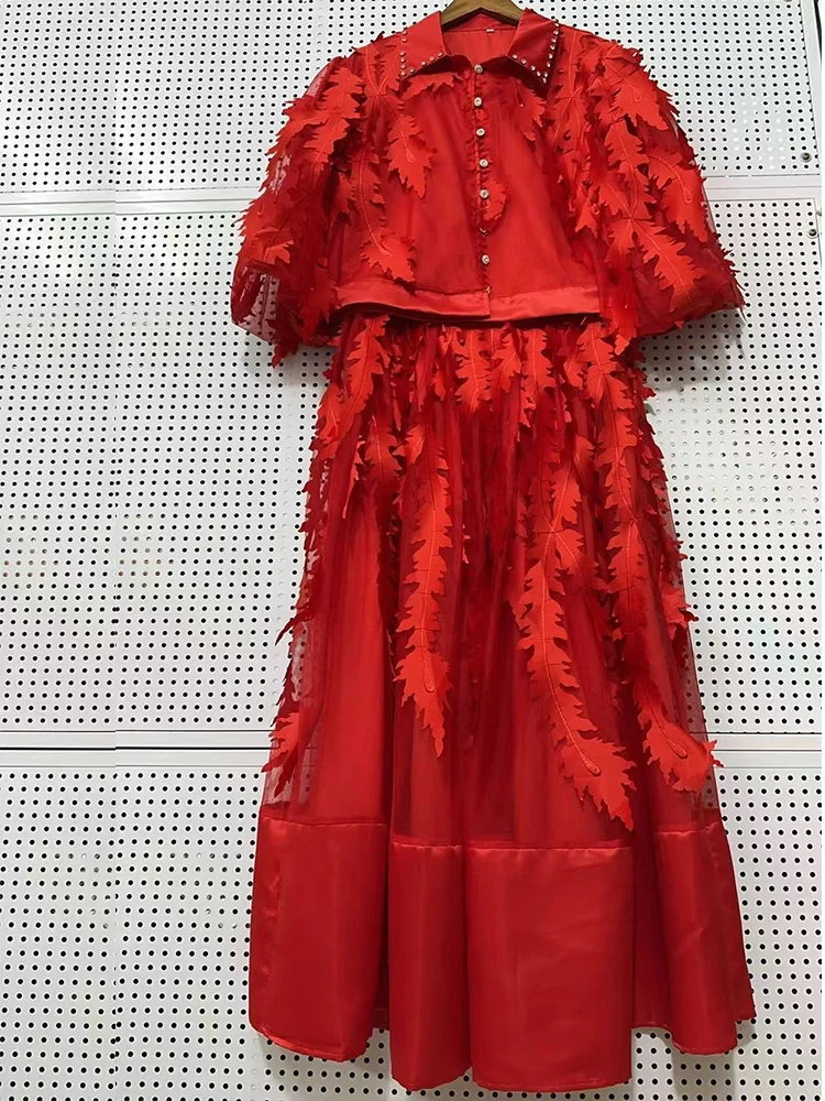 Camicia monopetto a maniche corte con trapano per unghie pesanti 2025 estate nuova + gonna con frange a vita alta abito da donna in due pezzi moda