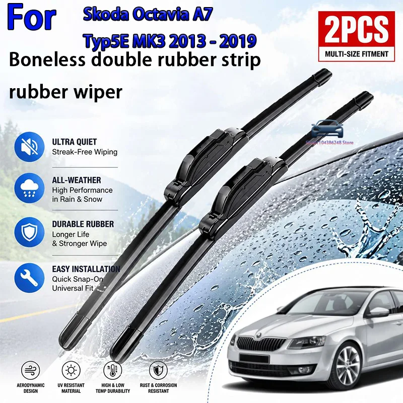 

LHD Front Wiper Blades For Skoda Octavia A7 Typ5E MK3 2013 - 2019 Windshield Windscreen Window Brush 24"19" Modification Parts
