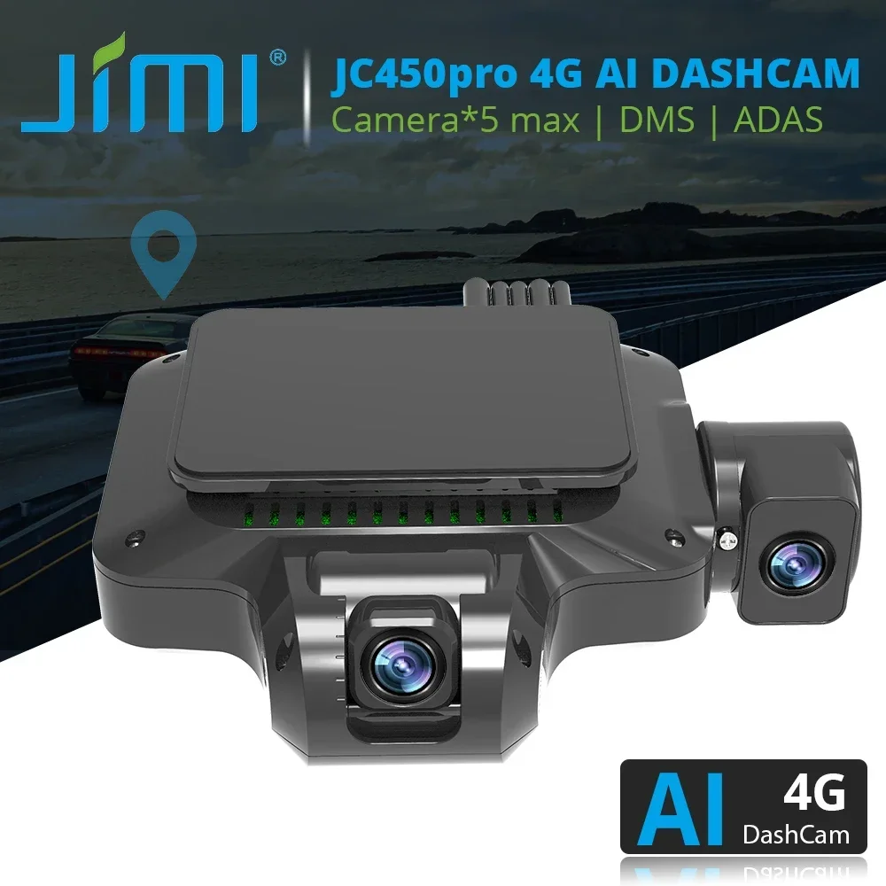 Jimi JC450 4G AI DashCam ADAS 3/4 Channes Live Video GPS Tracking Remote Monitoring Cloud Storage Wifi Car Recorder Free APP Web