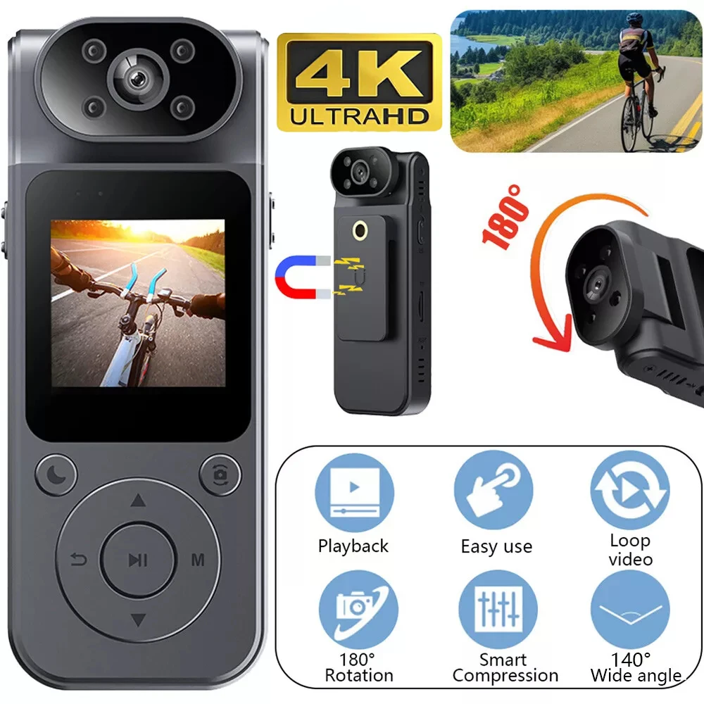 4K/2K/1080P HD WiFi Mini Camera Sports DV Handheld Back Clip Video Recorder Site Enforcement Recorder Night Vision Camcorders