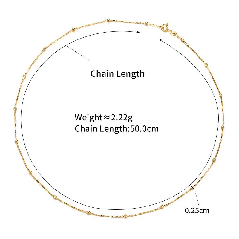 XP Jewelry --( 1-2 mm 50cm 60cm)Pure Gold Color Small Chian 1mm Necklaces for Women Fashion Jewelry Nickel free