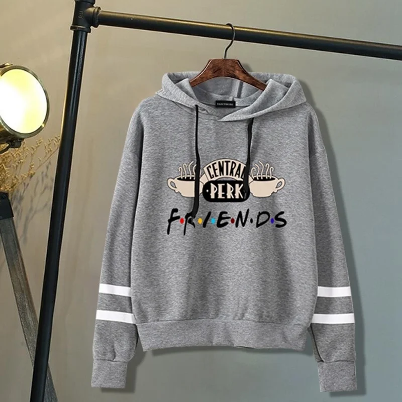 Kadın arkadaşlar TV Show kapşonlu Sweatshirt sevimli kahve baskı Hoodies kadın sonbahar kış rahat kazak Hoodies