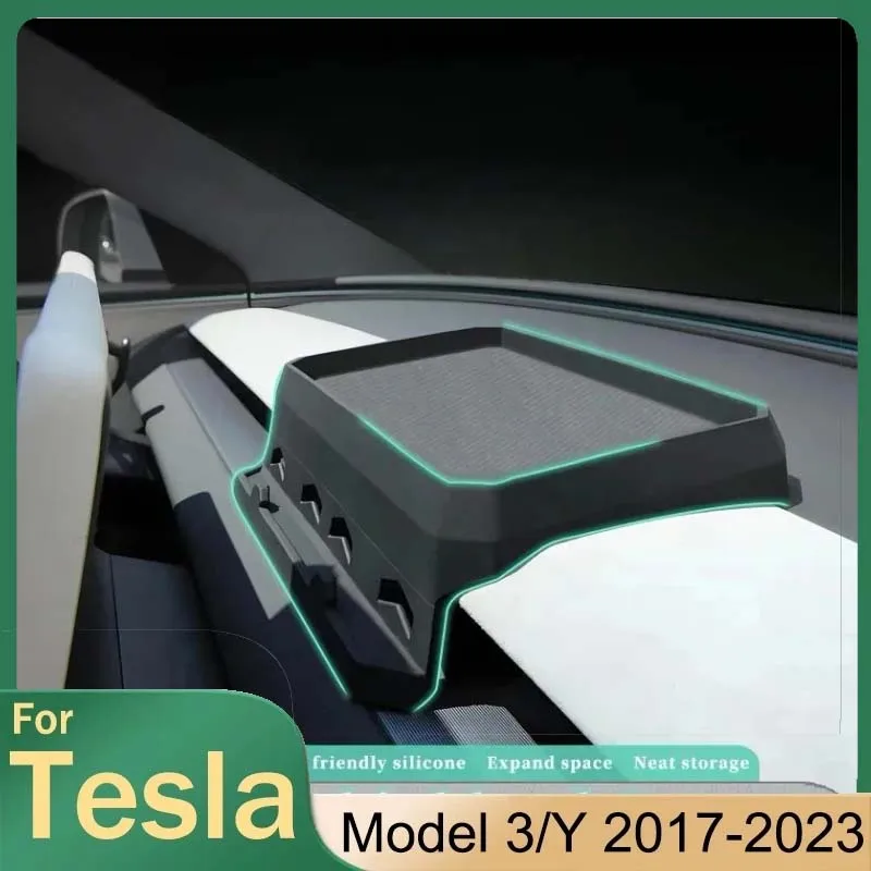 

Storage Tray Silicone Instrument Panel Screen Organizer Tissue Box Center Console For Tesla Model 3 Highland 2024 Dashboard