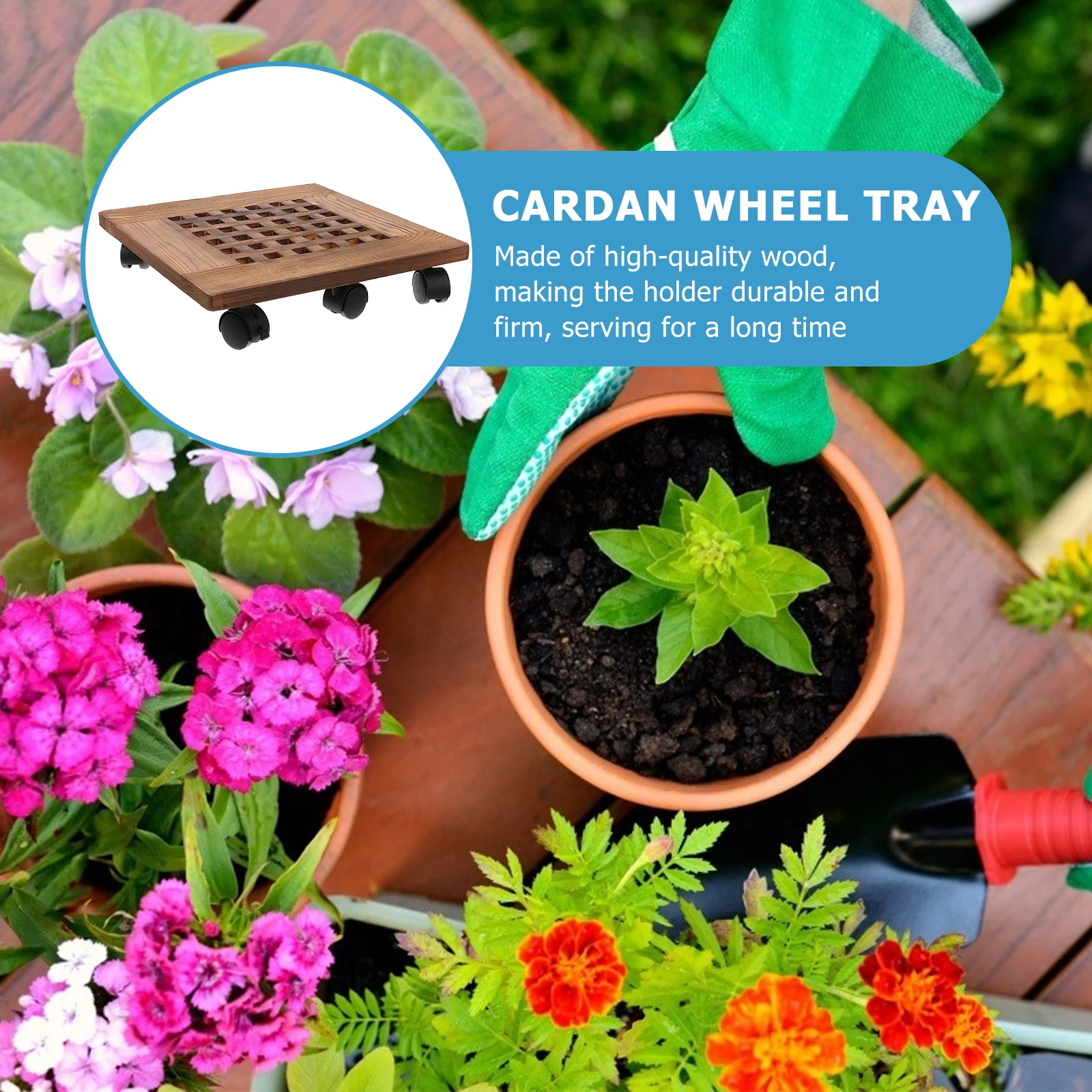 

1Pcs Flowerpot Base Tray Durable Thickened Movable Plant Pot Stand Heavy Load Bearing Smooth Rolling Wheels Plant Pot Tray