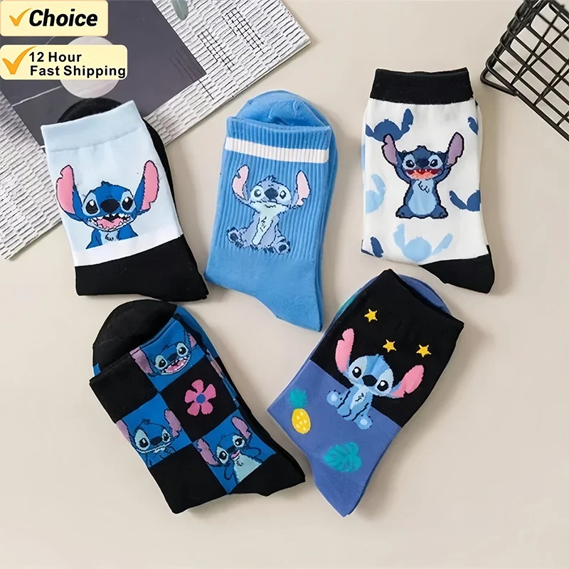 Stitch Disney Anime Lilo & Stitch Cotton Midtube Stockings Socks Cartoon Stitch Dolls Stockings Boys Girls Warm Sleep Socks Gift