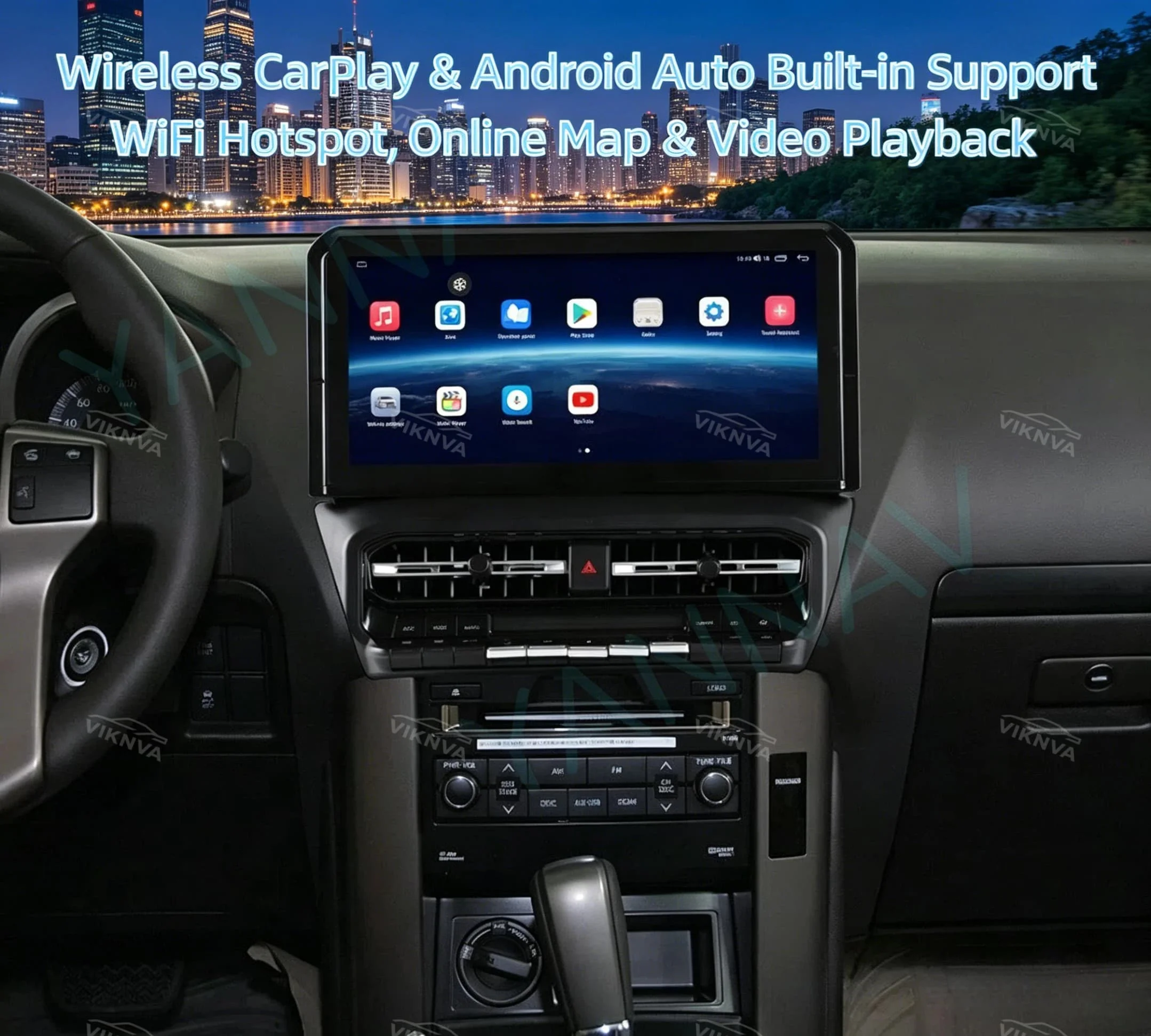 For Toyota Land Cruiser 2010-2019 12'' Touch Screen Android Car Radio Stereo Multimedia Player GPS Navigation Wireless Carplay
