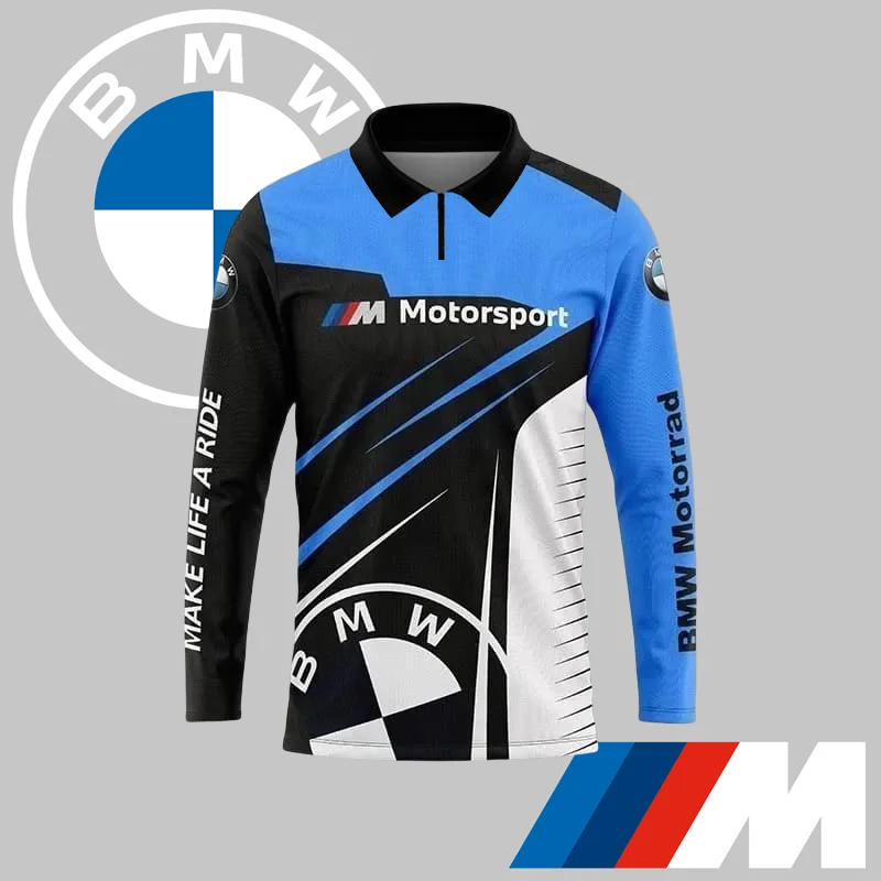 

BMW Черный Белый Синий Классическая Цветная Схема Быстросохнущая Рубашка ПОЛО С Длинными Рукавами Высококачественный Люксовый Бренд ПОЛО Спортивный Моторный Топ