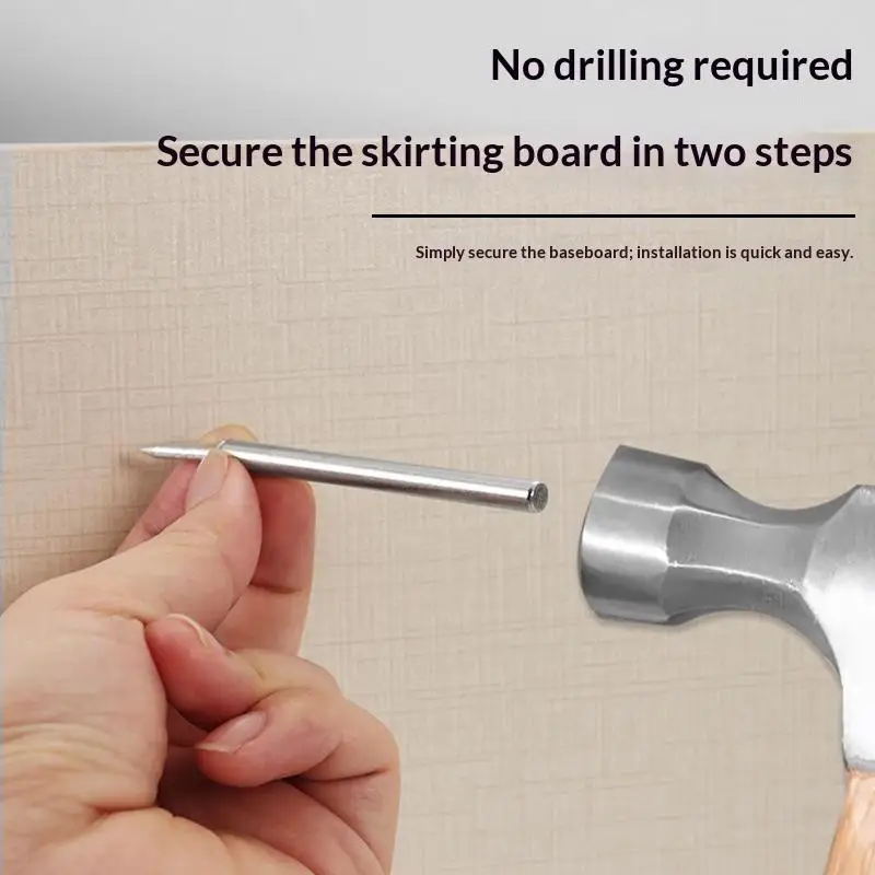 50/100Pcs Rust-Proof Double Headed Skirting Nails with 1 Protective Sleeve for Interior Skirting Board Installation Use
