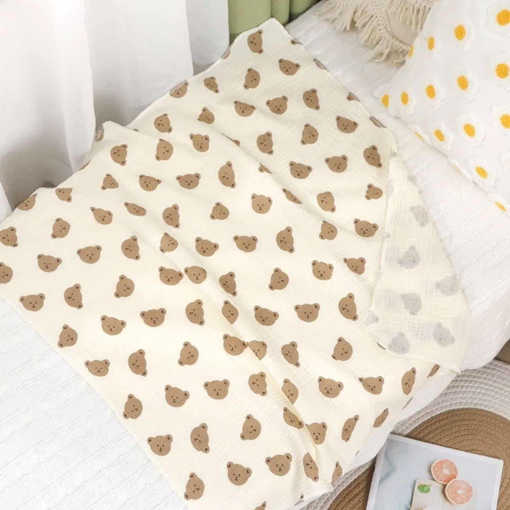 Double-Layered Swaddle Blanket Soft Cotton Breathable Gauze Newborn Wrap Blanket Bath Towel Multifunctional Gauze Wrap Blanket