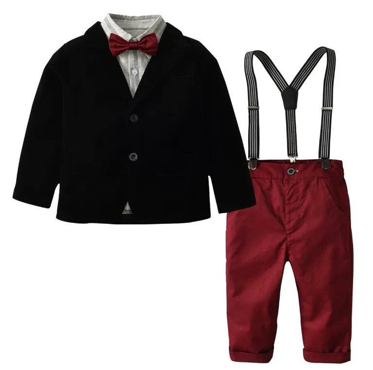 

2colors Baby's one year old baby birthday feast week gentleman's suit with back belt pants little boy's outfit