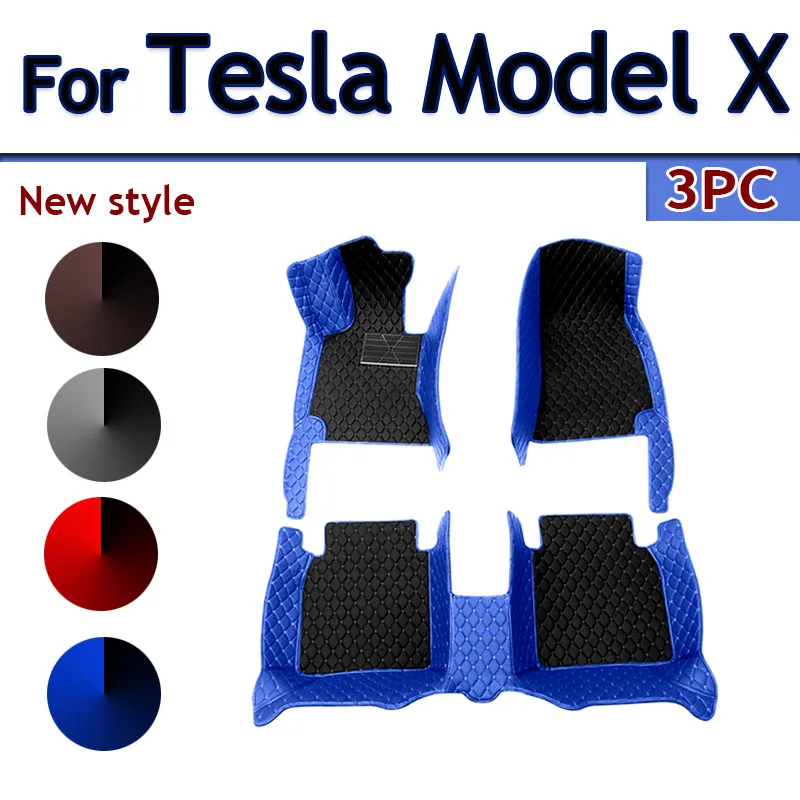 Car Floor Mats For Tesla Model X 2016~2022 6 seat Second Row No Handrails Anti-dirt pad Interior Parts floor Pad Car Accessories