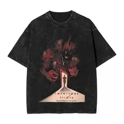 Harajuku 100% Cotton Oversized Tshirt,Men Short Sleeve Tees,Twenty One Pilots Summer Loose Washed Tops T-Shirt