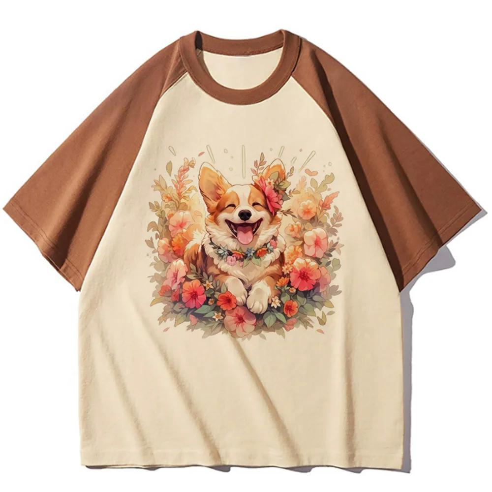 Corgi t shirt women funny harajuku streetwear tshirt female designer graphic clothing