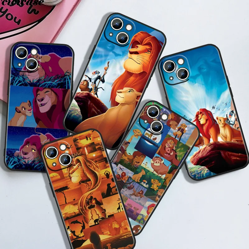 Disney The Lion King Black Silicone Phone Case For Apple iPhone 15 14 13 12 mini 11 XS XR X 8 7 Pro Max Plus Soft Shell Cover