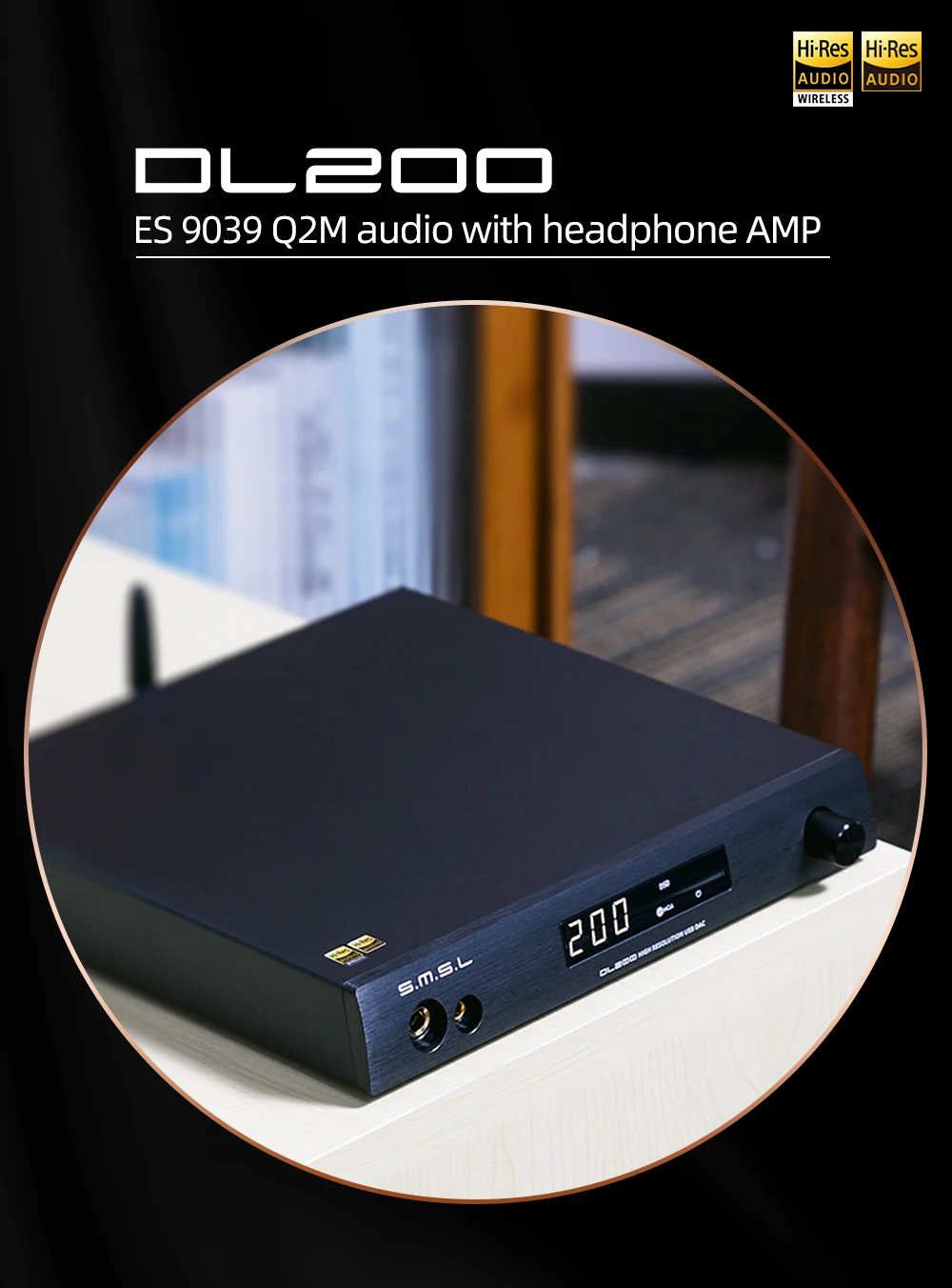 S.M.S.L DL200 DAC Áudio com Bluetooth e Controle Remoto