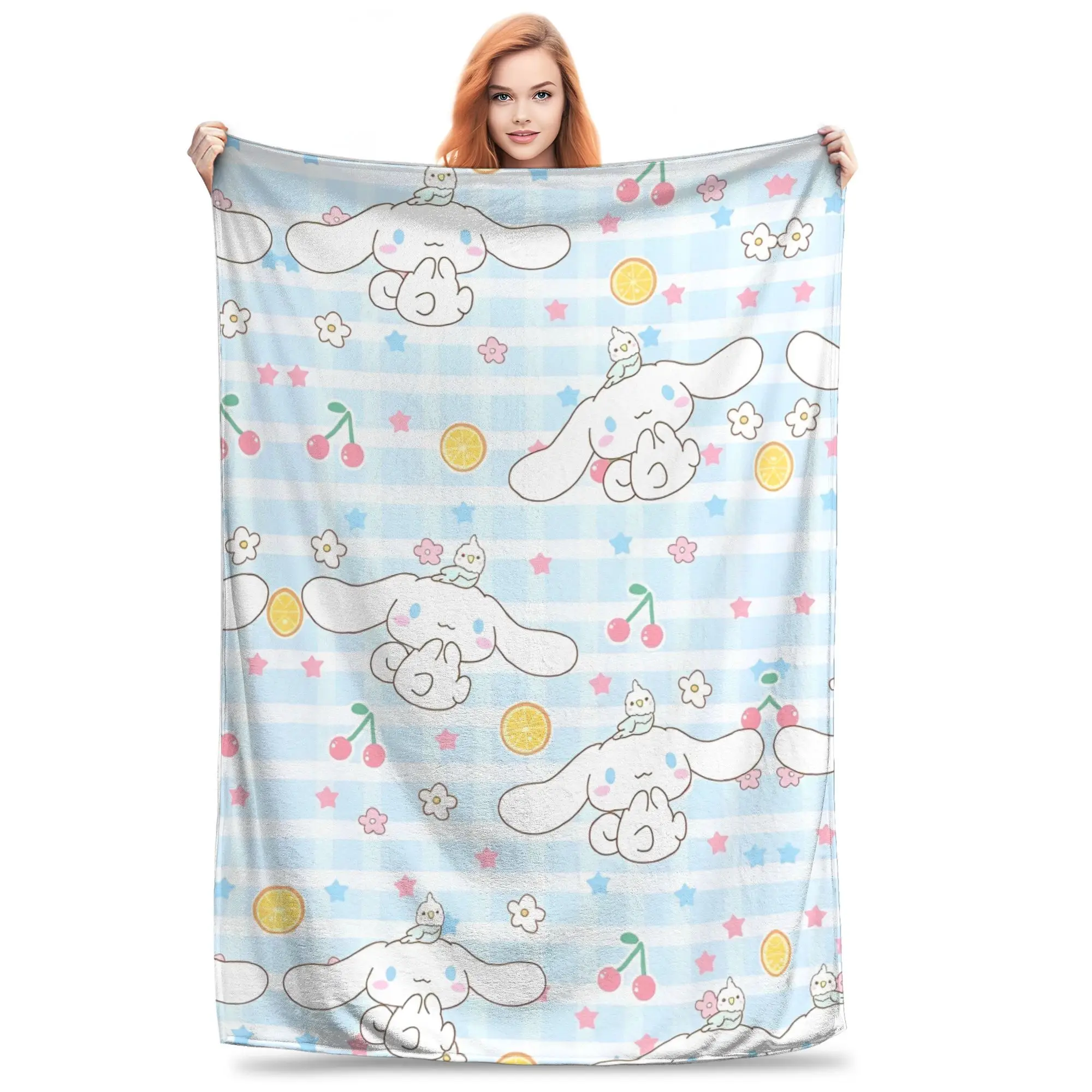 

Одеяло с кавайным принтом Cinnamoroll для мужчин и женщин, теплое, уютное, пушистое, с героями мультфильмов, одеяла для дивана, 50x60 дюймов, несколько размеров