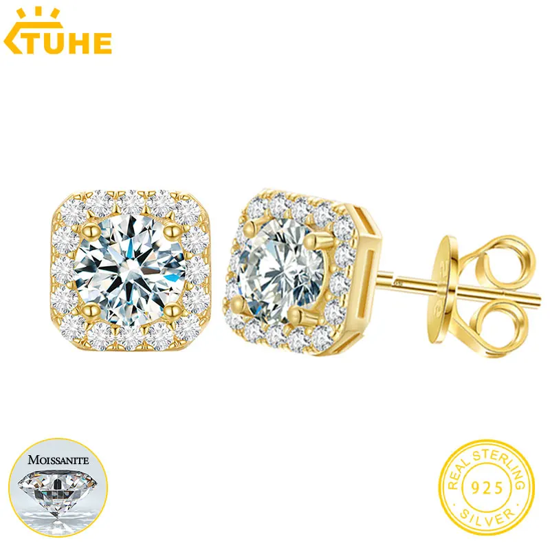 TUHE Unisex GRA Certified Moissanite Earrings 925 Silver Fine Jewelry Moissanite Earring For Women Jewelry Gift